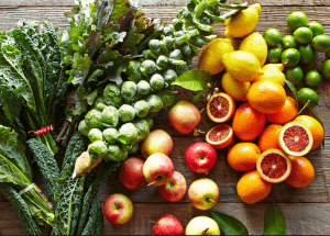a group of fruits and vegetables on a wood surface Healthy Weight Loss Diets Sandy